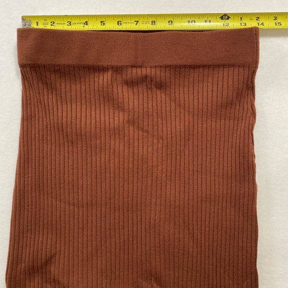 Abercrombie & Fitch Brown Ribbed Knit Midi Skirt Side Slits Women’s Size Medium - Picture 8 of 12
